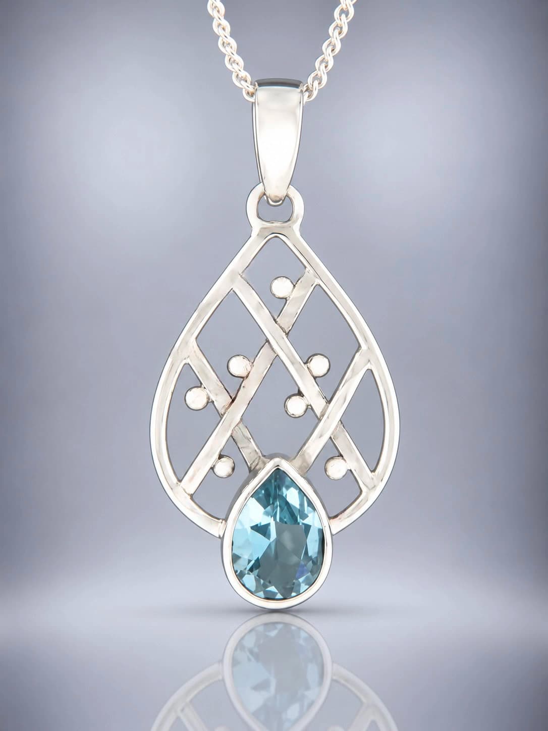Blue Topaz sterling silver pendant