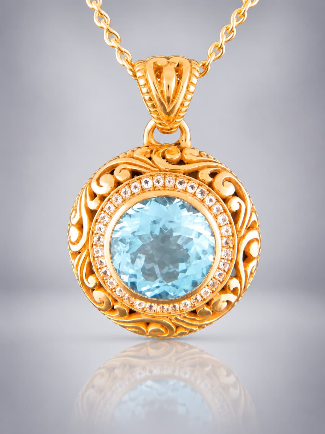 Blue Topaz Pendant - Gold Vermeil