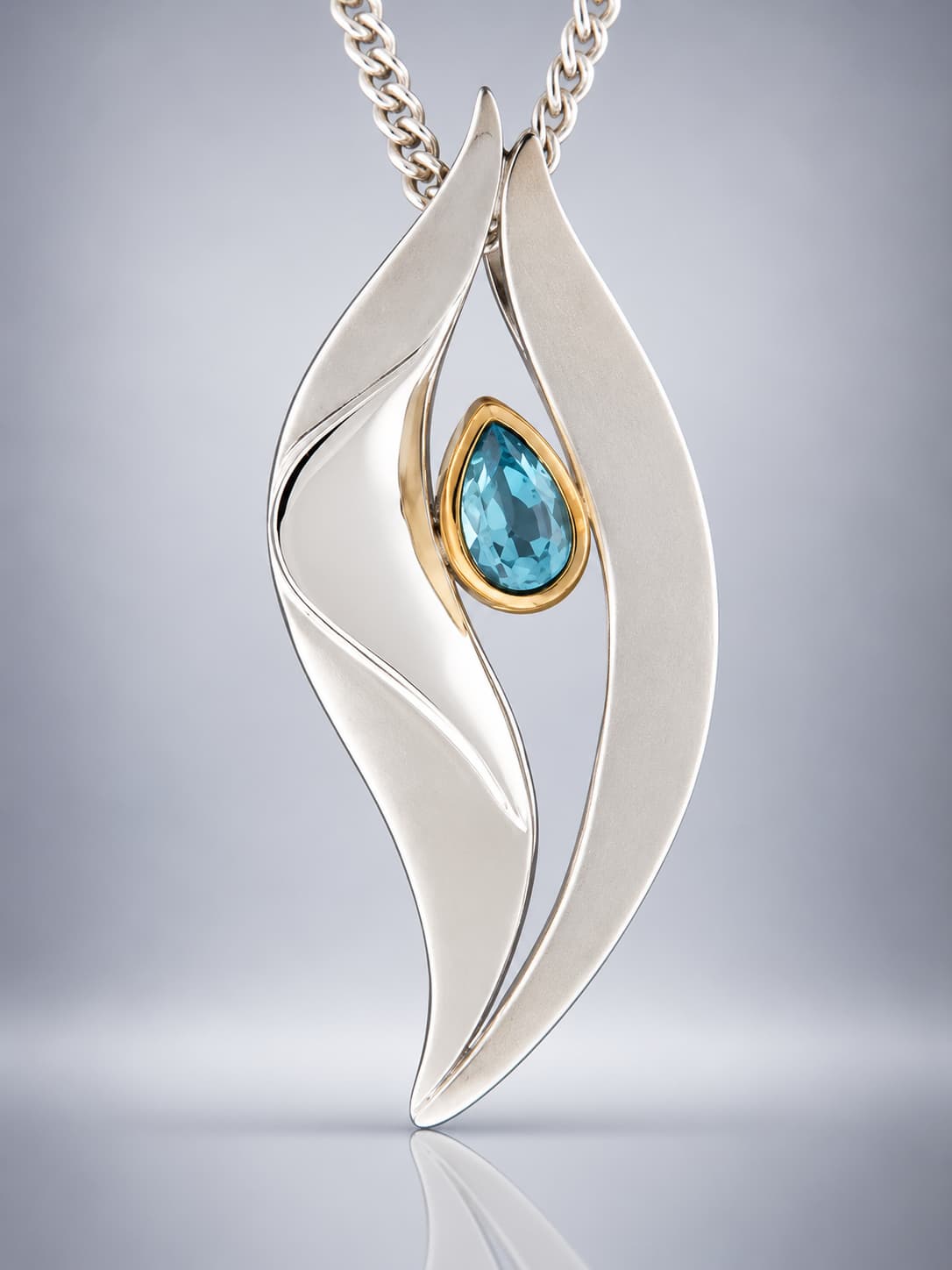 Blue Topaz sterling silver pendant