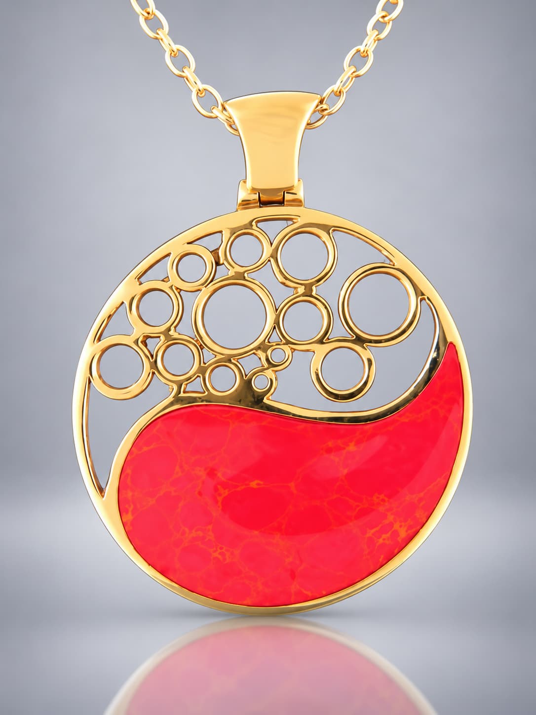 Red Coral Gold Vermeil pendant