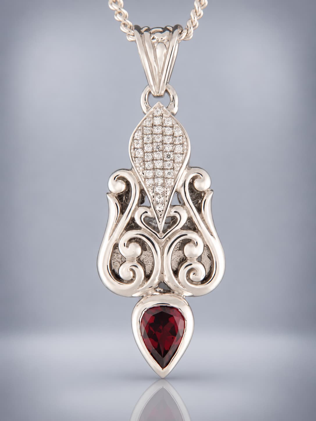 Garnet sterling silver pendant