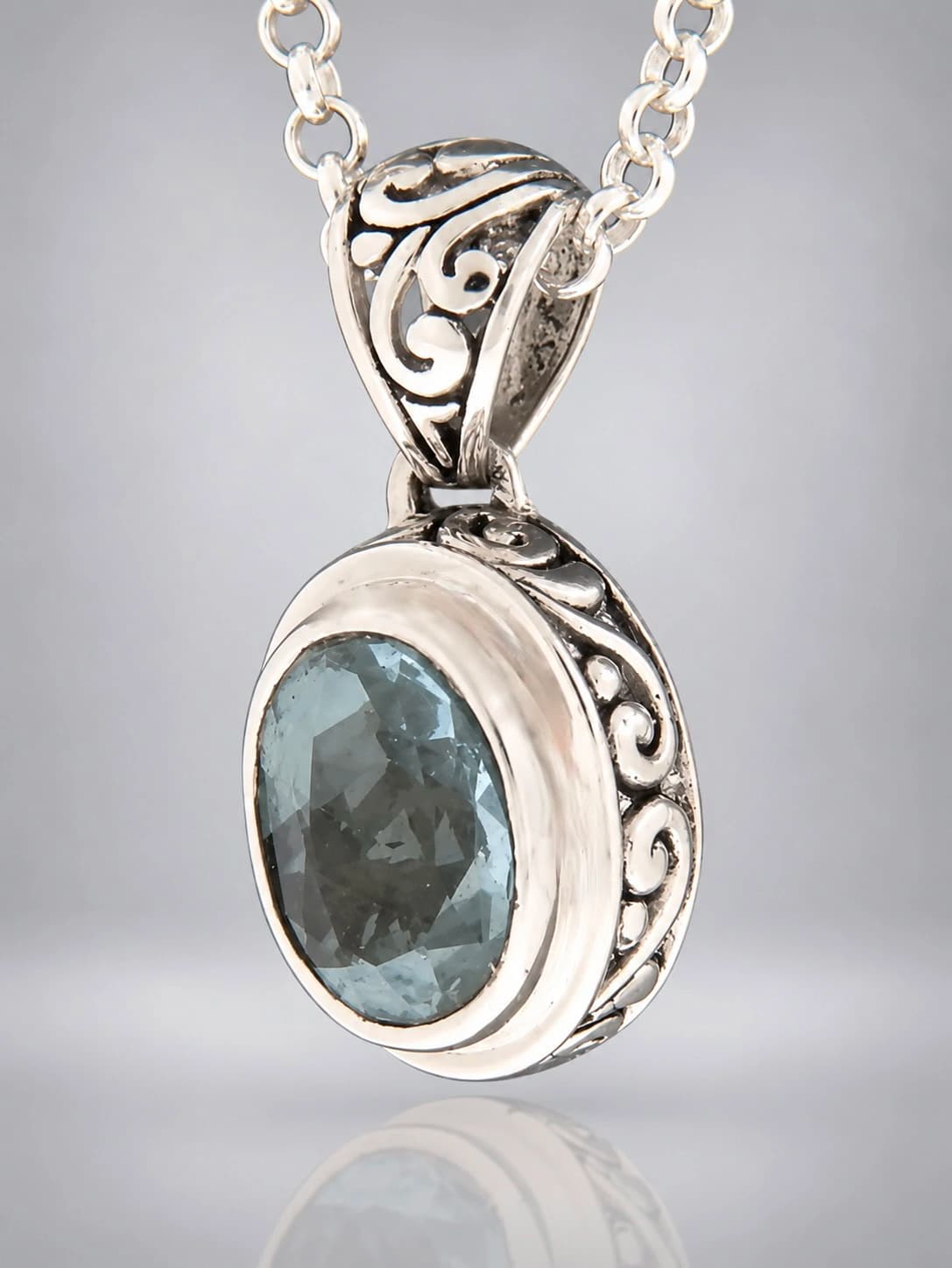 Sterling Silver blue topaz pendant