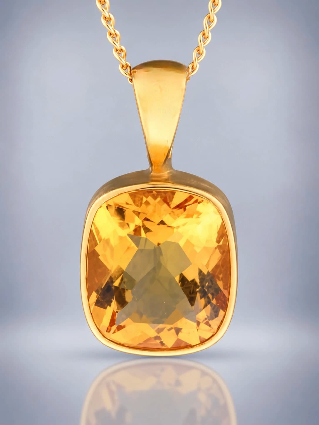 Citrine faceted Gold Vermeil pendant.