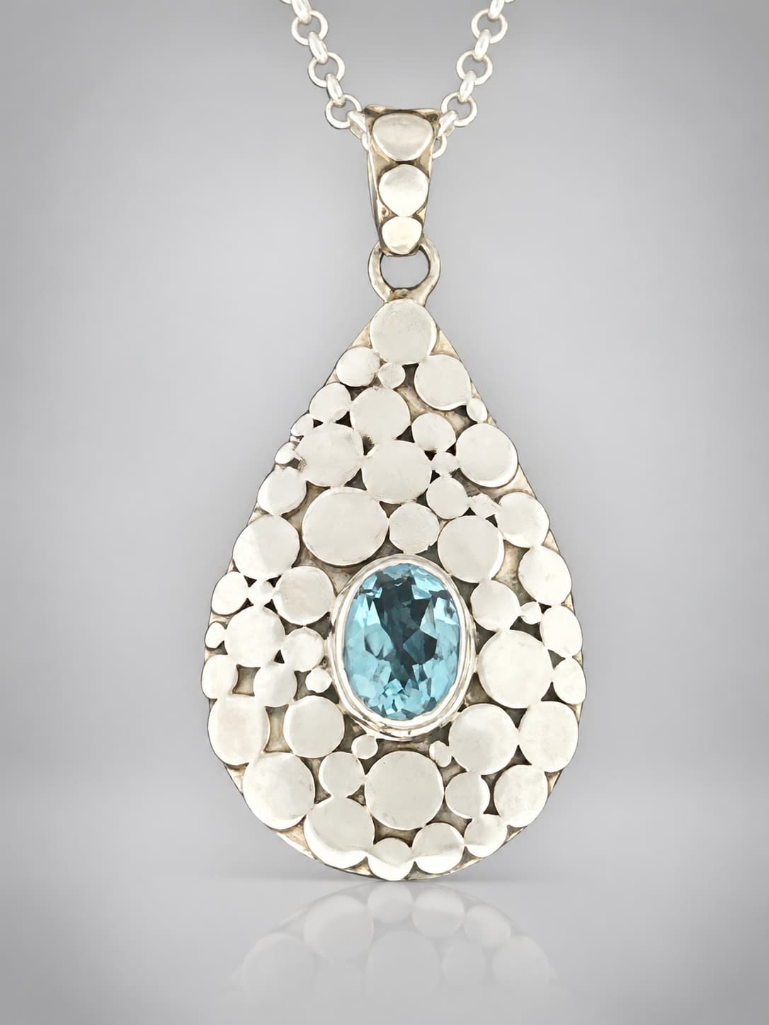 Blue Topaz sterling silver pendant