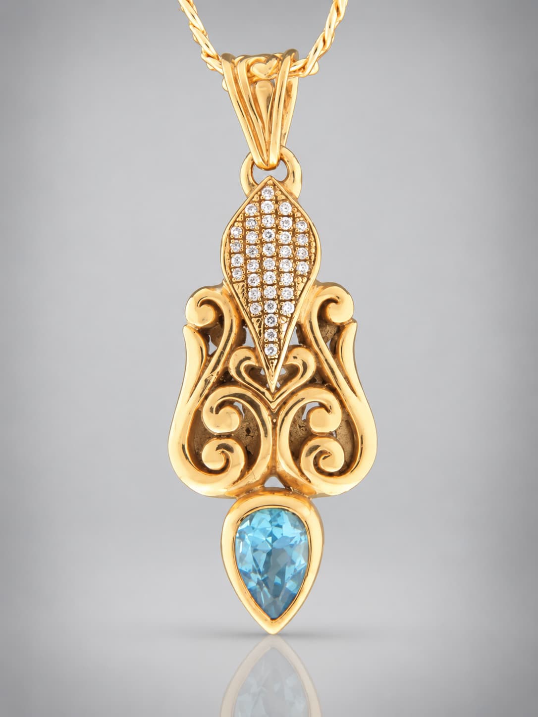 Blue topaz gold vermeil pendant