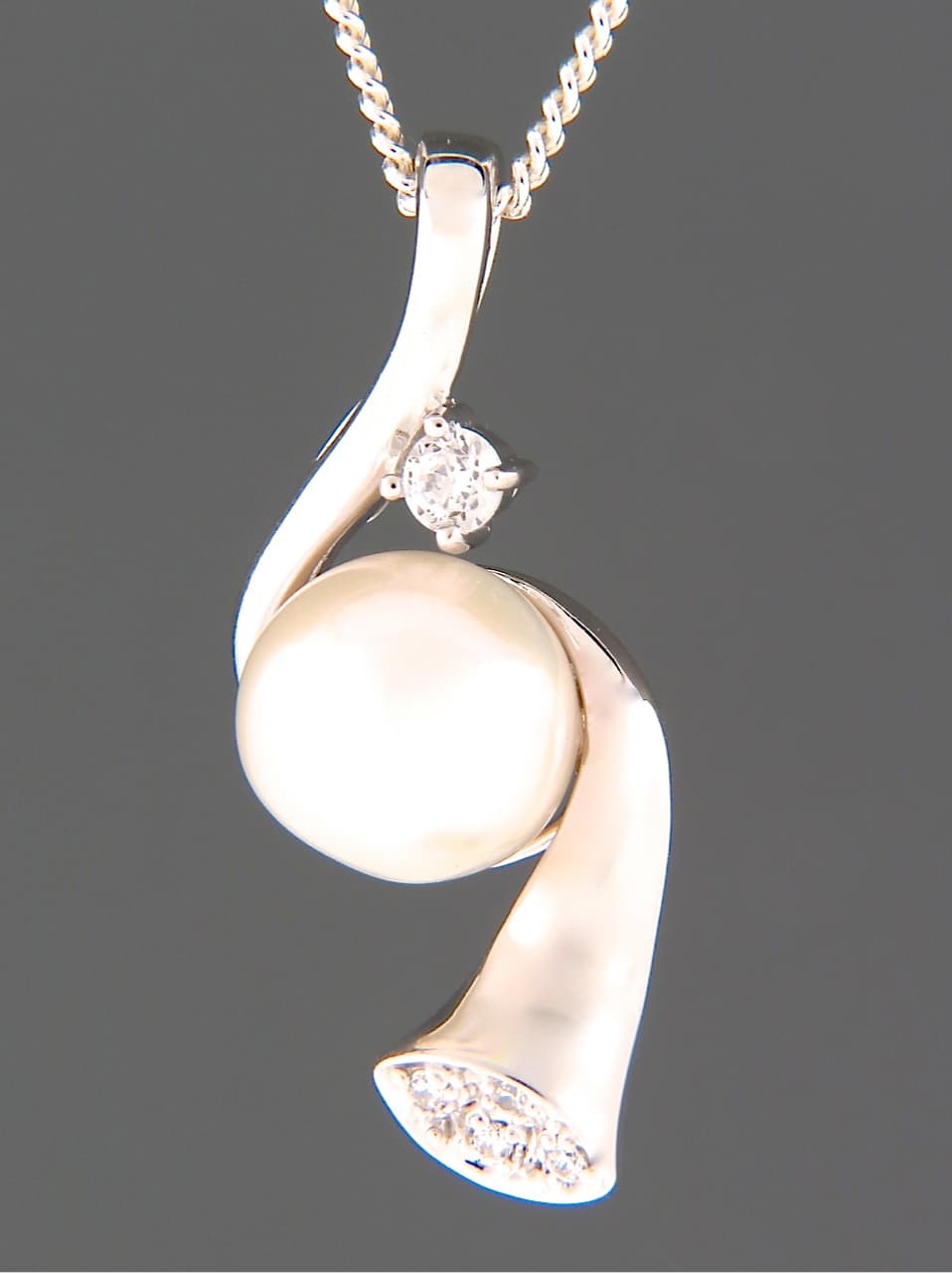 Pearl Enhancer Pendant with Zircon - Sterling Silver