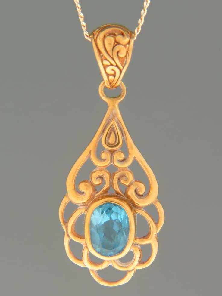 Blue Topaz Pendant - Gold Vermeil