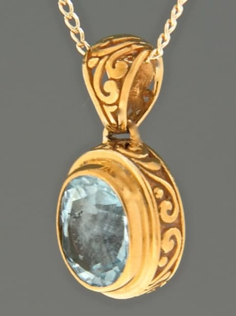 Blue Topaz Pendant - Gold Vermeil