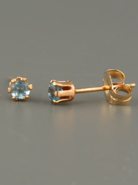 Blue Topaz Earrings - Gold stud - 3mm stones