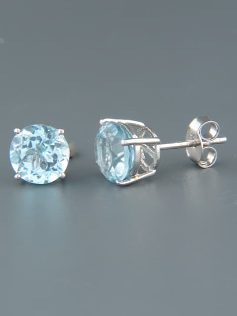 Blue Topaz Earrings - Sterling Silver stud - 8mm stones