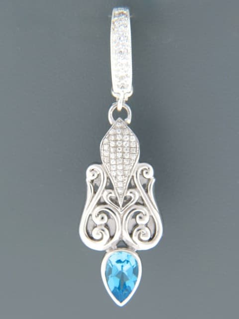 Blue Topaz Enhancer Pendant - Sterling Silver