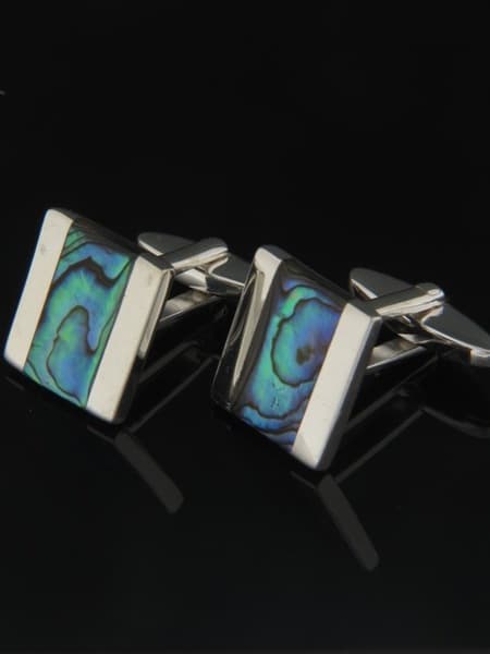 Paua Shell Cufflinks - Sterling Silver - square - C.LinkPA2