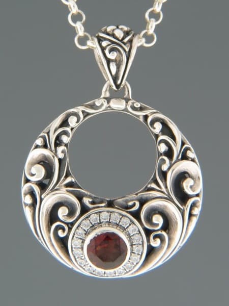 Garnet Pendant - Sterling Silver