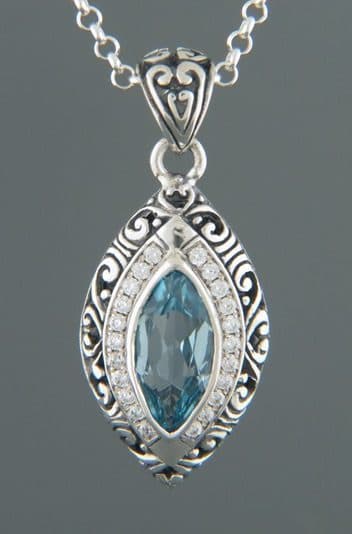 Blue Topaz Pendant - Sterling Silver
