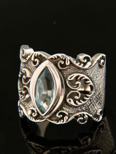 Blue Topaz Ring - Sterling Silver