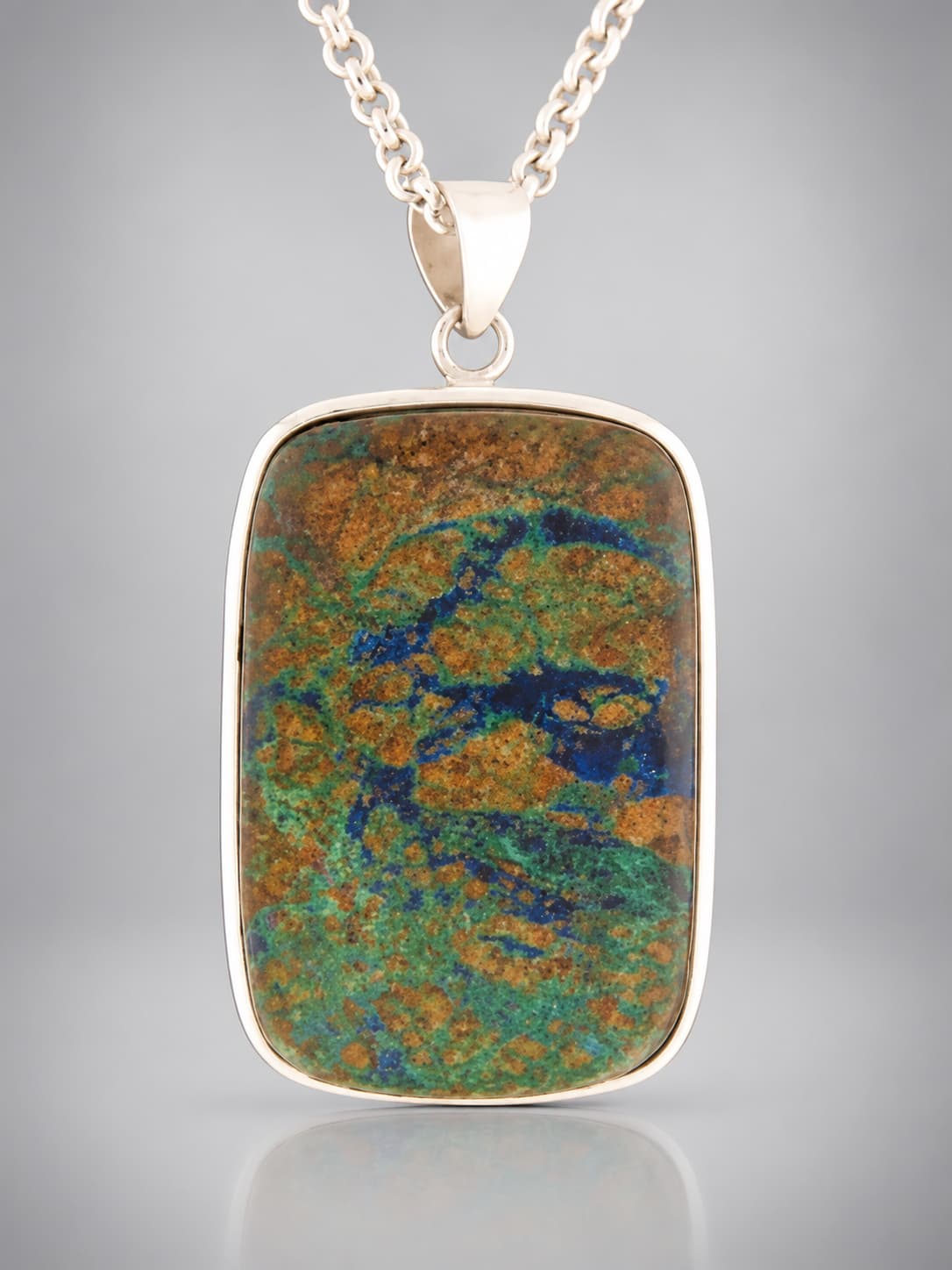 Azurite & Malachite Pendant - Sterling Silver