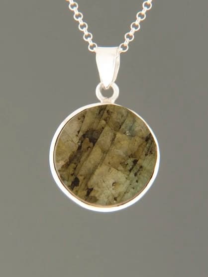 Raw Labradorite Pendant - Sterling Silver
