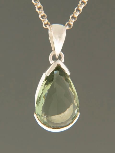 Green Amethyst (Prasiolite) Pendant - Sterling Silver