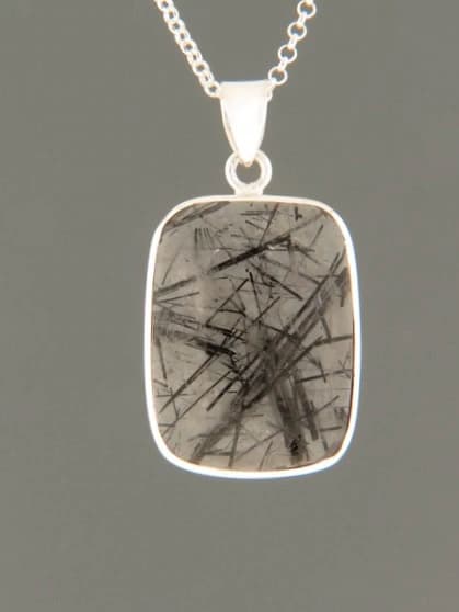 Tourmalinated Quartz Pendant - Sterling Silver