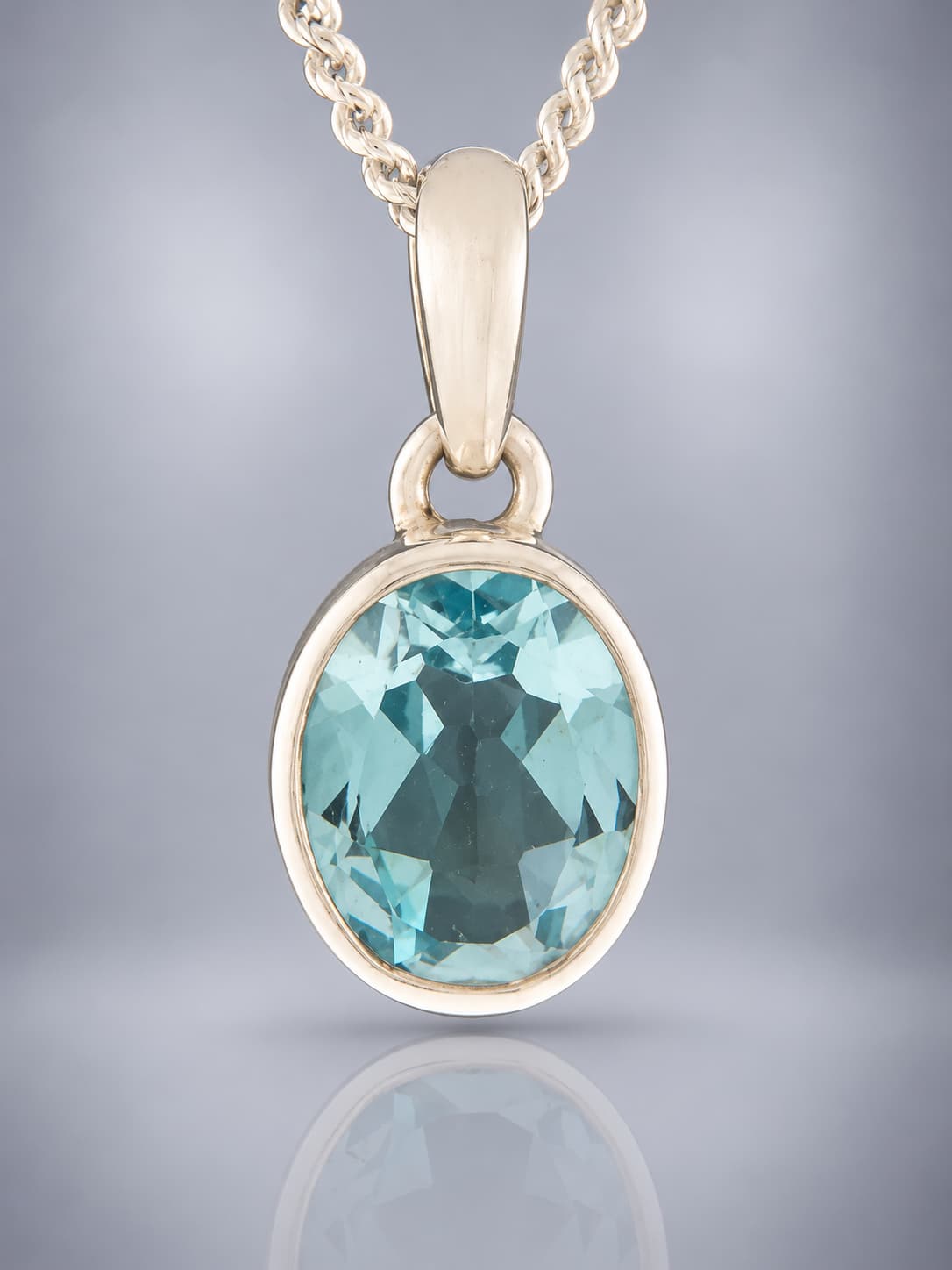 Blue Topaz sterling silver pendant