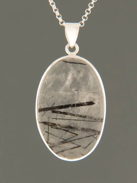 Tourmalinated Quartz Pendant - Sterling Silver