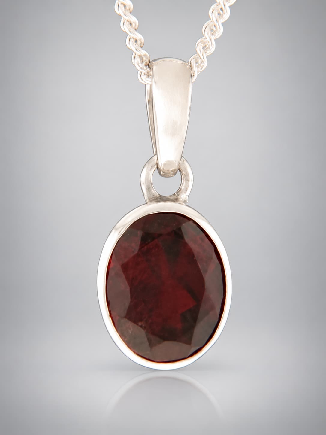 Garnet Pendant - Sterling Silver