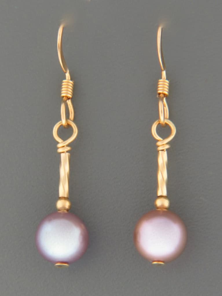 6mm Pink Pearl Earrings - 14ct Gold Filled - YP6HG