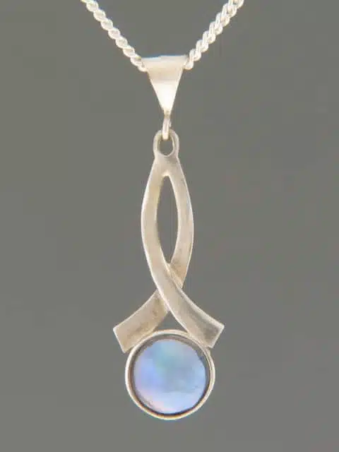 Blue Pearl Pendant - Sterling Silver - 8mm Pearl