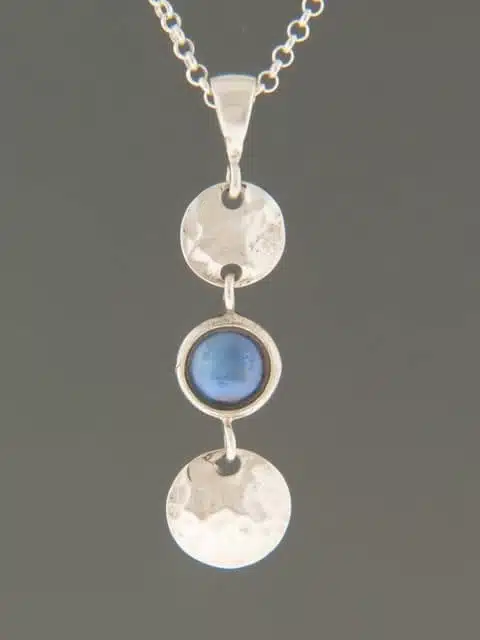 Blue Pearl Pendant - Sterling Silver - 8mm Pearl