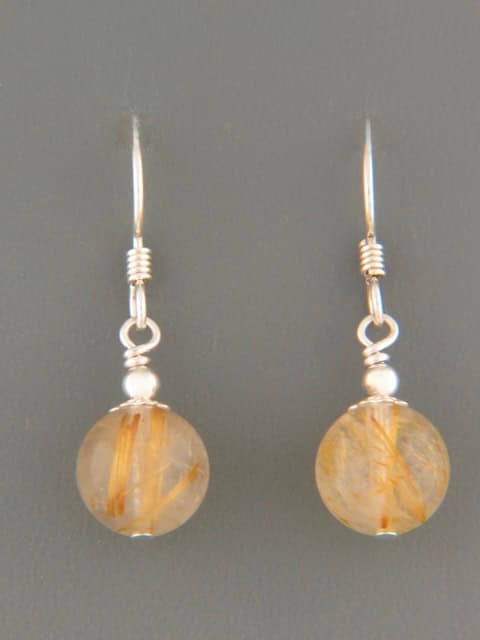 Rutile Quartz Earrings - Sterling Silver - 10mm stones