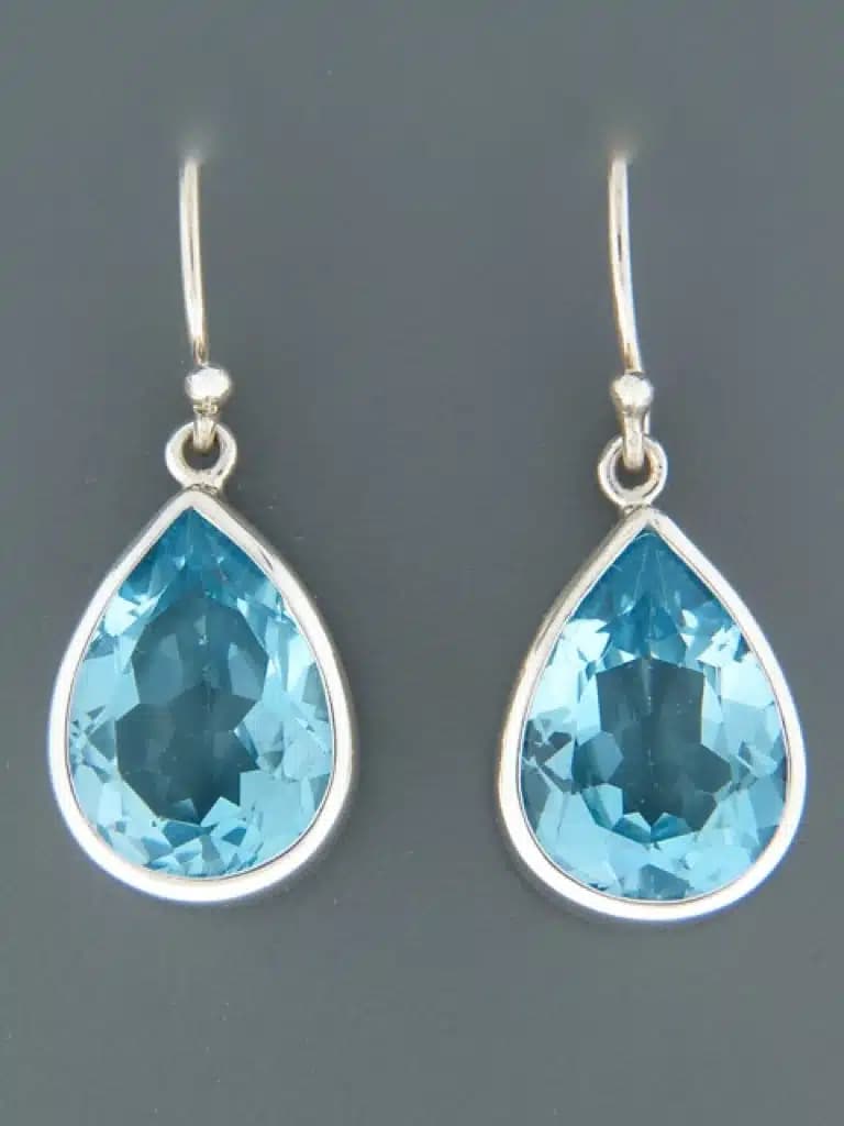 Blue Topaz Earrings - Sterling Silver
