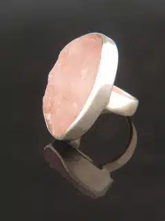 Raw Rose Quartz Ring - Sterling Silver