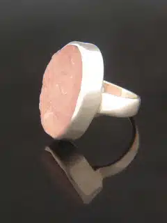 Raw Rose Quartz Ring - Sterling Silver