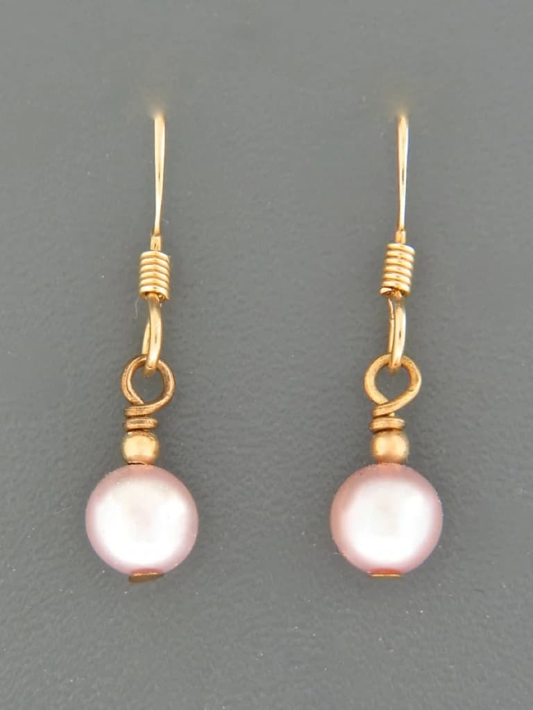 6mm pink Pearl Earrings - 14ct Gold Filled - YP6G