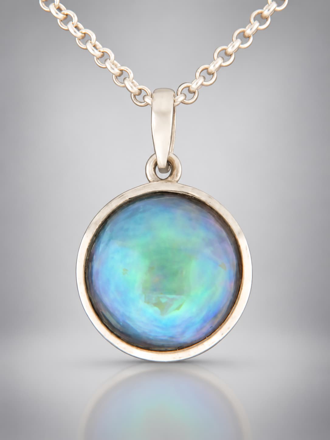 Blue Pearl Pendant - Sterling Silver - 16mm Pearl - PP334