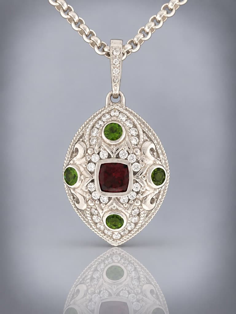 sterling silver garnet pendant