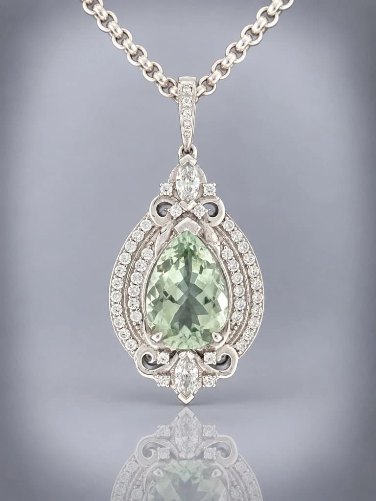 green amethyst pendant sterling silver