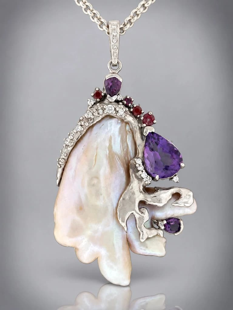 sterling silver baroque pearl pendant