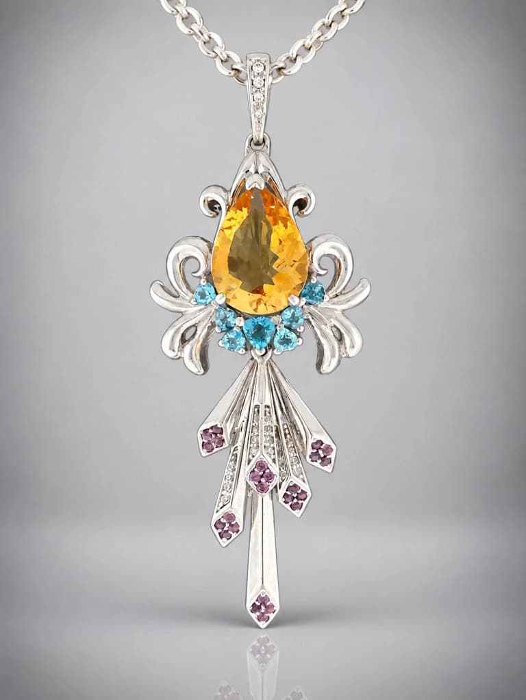 sterling silver citrine pendant