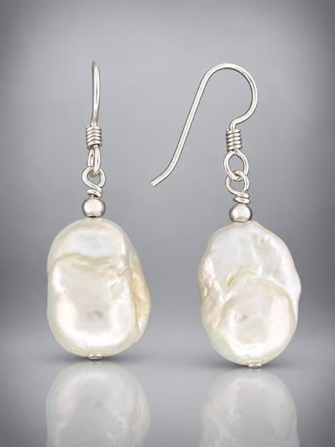 baroque pearl earrings sterling silver