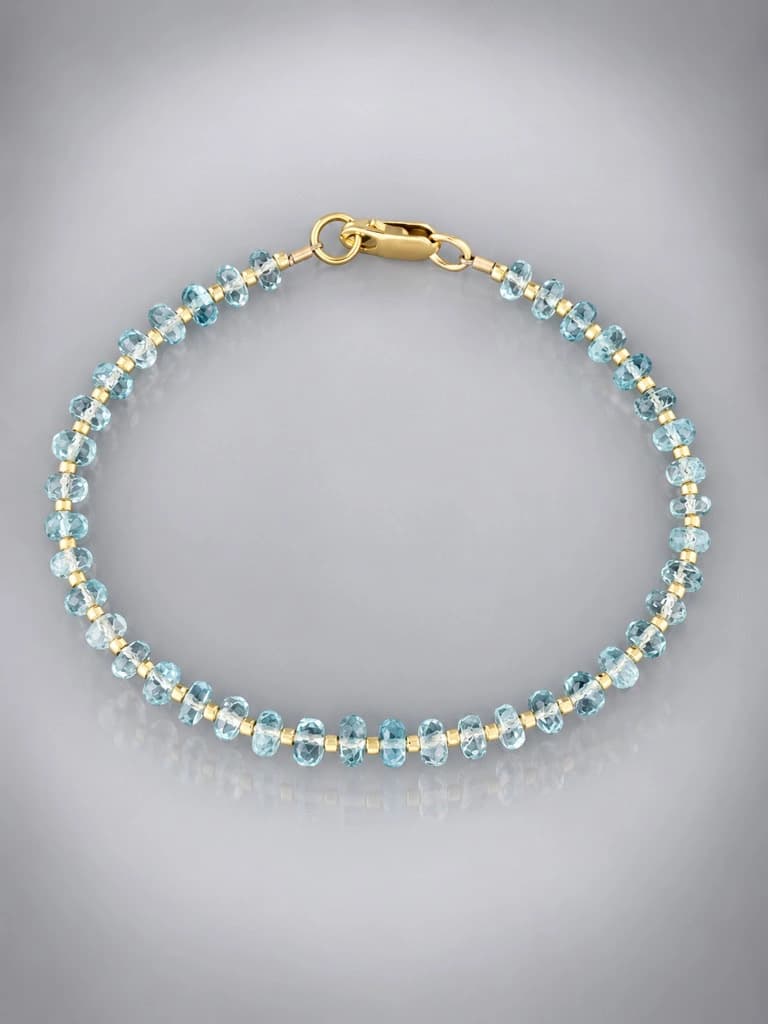 Aquamarine Bracelet with Gold beads - AQ940
