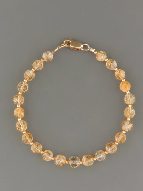 Citrine Bracelet - 6mm round faceted stones with round beads - C913
