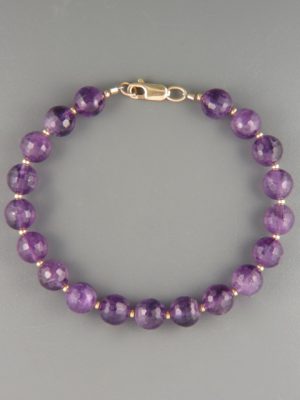 Amethyst Bracelet - 8mm round faceted stones - A935