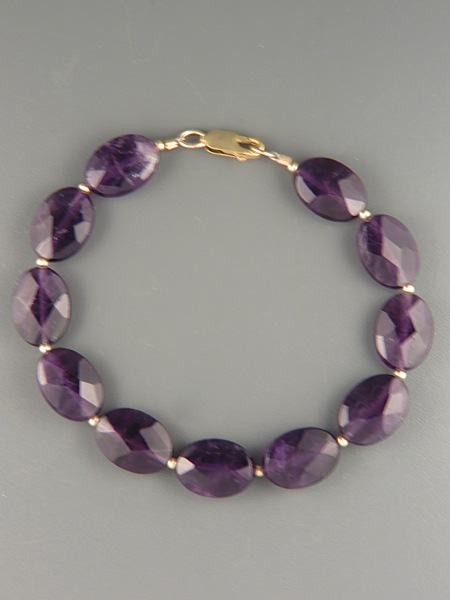 Amethyst Bracelet - 10x15 oval faceted stones - A937