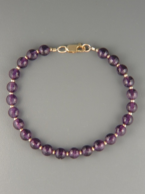 Amethyst Bracelet - 6mm round faceted stones - A934