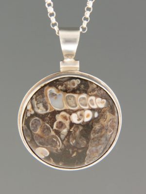 Fossilised Sea-bed Pendant - Sterling Silver - X388