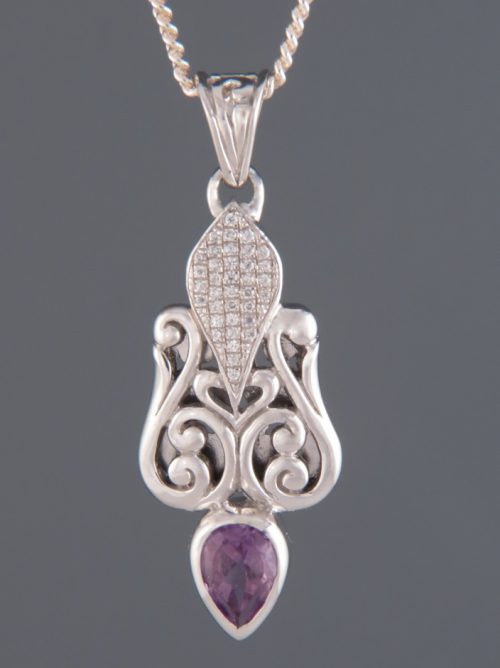 Amethyst Pendant with Zircon - Sterling Silver - A317