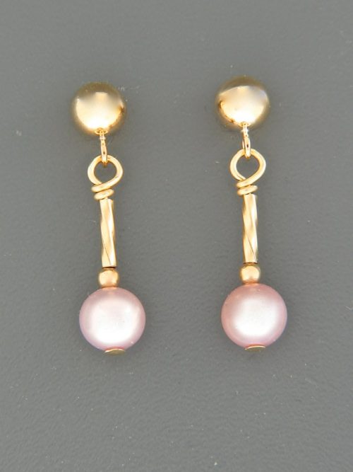 6mm Pink Pearl Earrings - 14ct Gold Filled - YP6HZZG