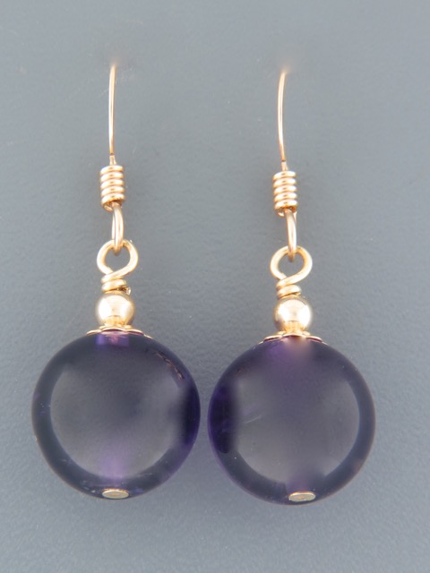 Amethyst Earrings - 14ct Gold Filled - 12mm stones - A522G