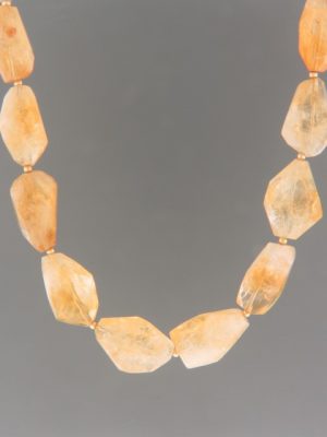Citrine Necklace - irregular facets with 3mm round beads - C025
